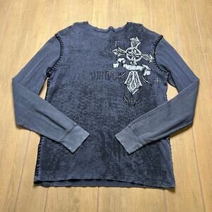 Raw State Premium Thermal Shirt Cross Gothic Y2K Long Sleeve XL